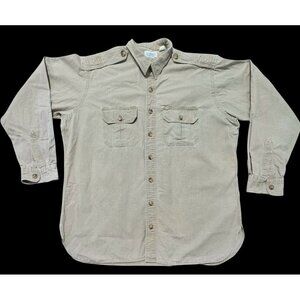 Vintage J Peterman Mens XL Utility Shirt Work Distressed Faded Long Sleeve USA